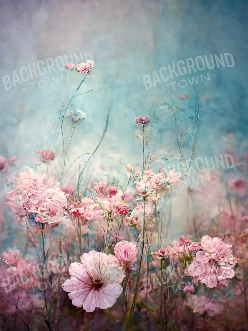 Pink Meadow 5X68 Fleece ( 60 X 80 Inch ) Backdrop