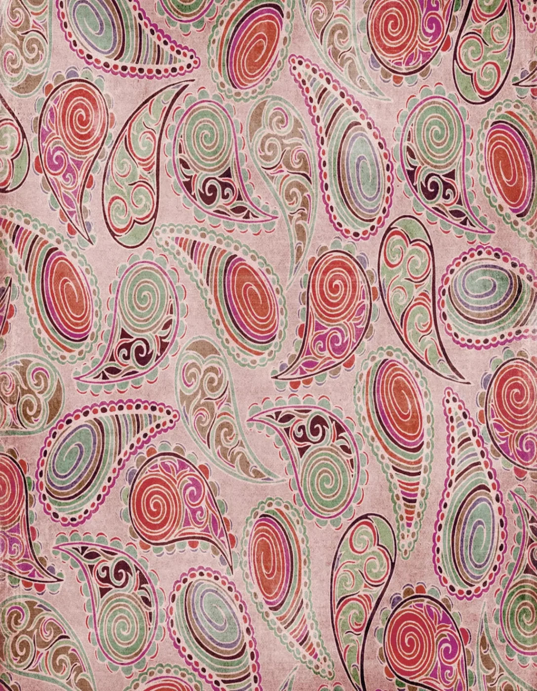 Pink Paisley 6X8 Fleece ( 72 X 96 Inch ) Backdrop