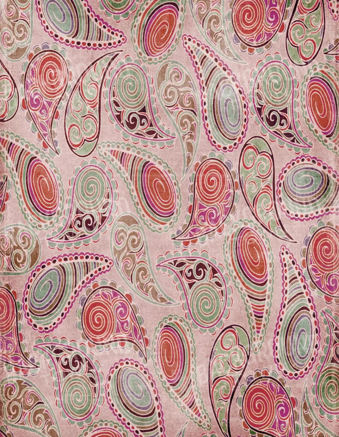Pink Paisley 6X8 Fleece ( 72 X 96 Inch ) Backdrop