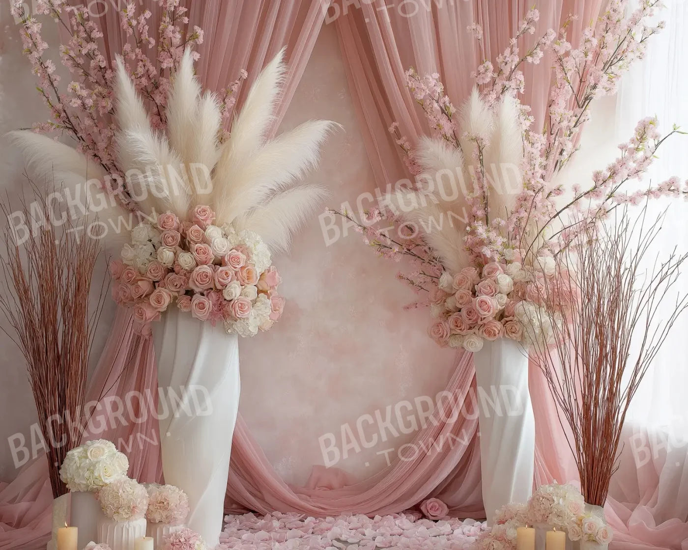 Pink Vases 10’x8’ Fleece (120 x 96 inch) Backdrop