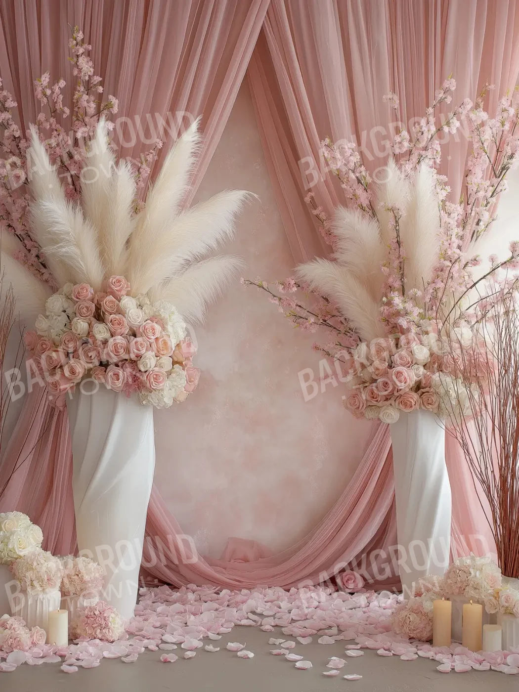 Pink Vases 6’x8’ Fleece (72 x 96 inch) Backdrop