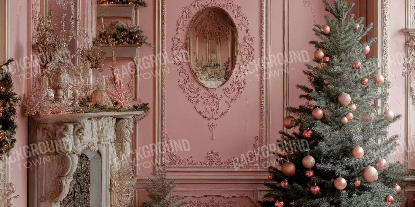 Pink Victorian Christmas Wall 20’X10’ Ultracloth (240 X 120 Inch) Backdrop
