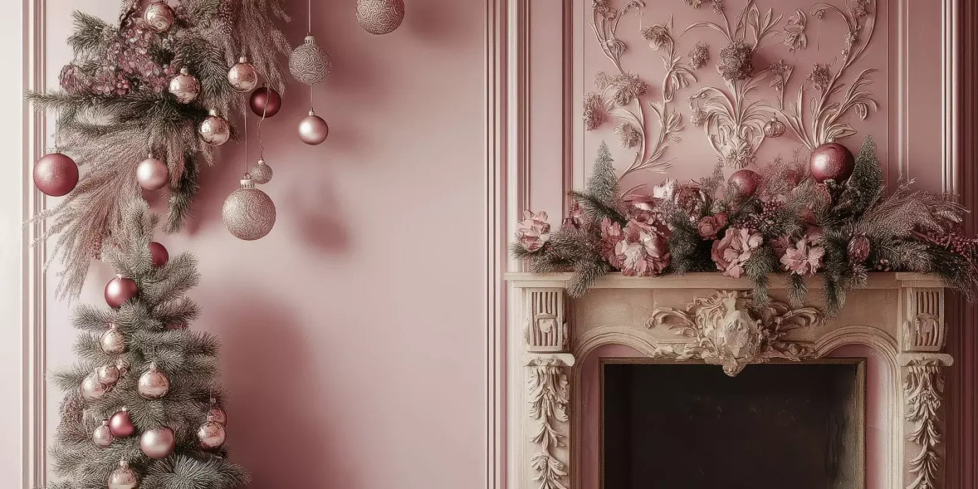 Pink Victorian Fireplace 16’X8’ Ultracloth (192 X 96 Inch) Backdrop