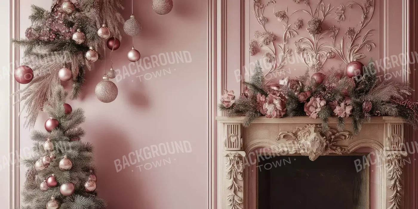 Pink Victorian Fireplace 16’X8’ Ultracloth (192 X 96 Inch) Backdrop