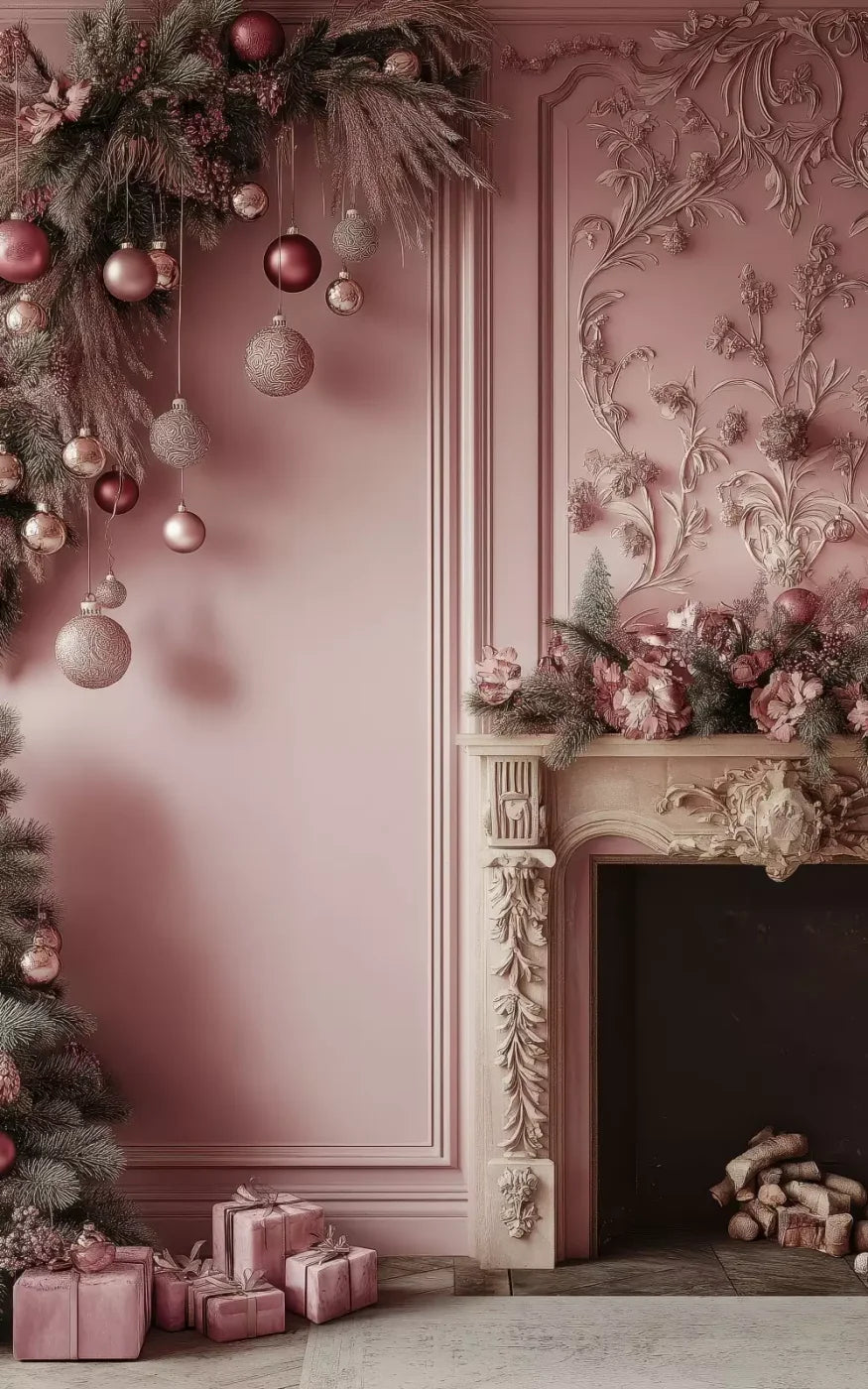Pink Victorian Fireplace 5’X8’ Ultracloth (60 X 96 Inch) Backdrop