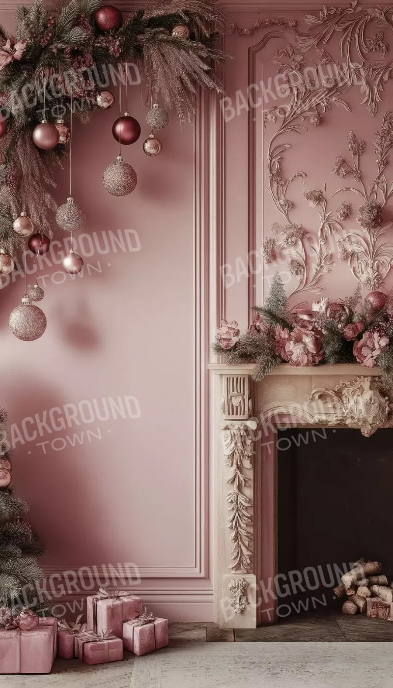 Pink Victorian Fireplace 8’X14’ Ultracloth (96 X 168 Inch) Backdrop