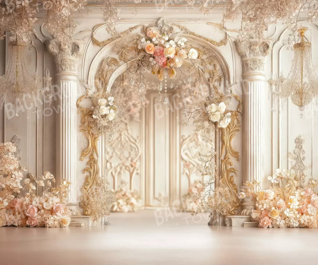 Pink Vintage Flowered Archway 5’X4’2 Fleece (60 X 50 Inch) Backdrop