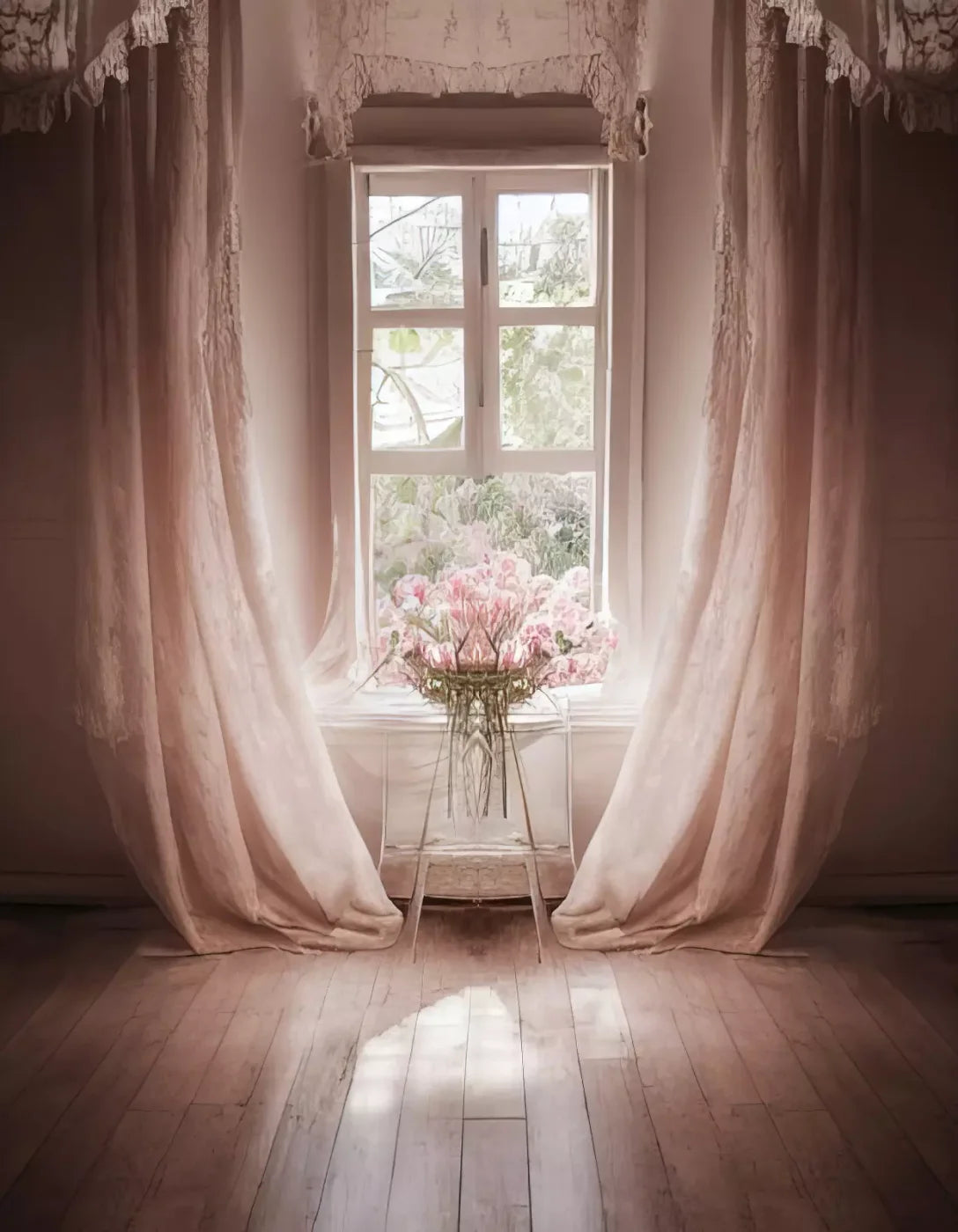 Pink Room 6X8 Fleece ( 72 X 96 Inch ) Backdrop