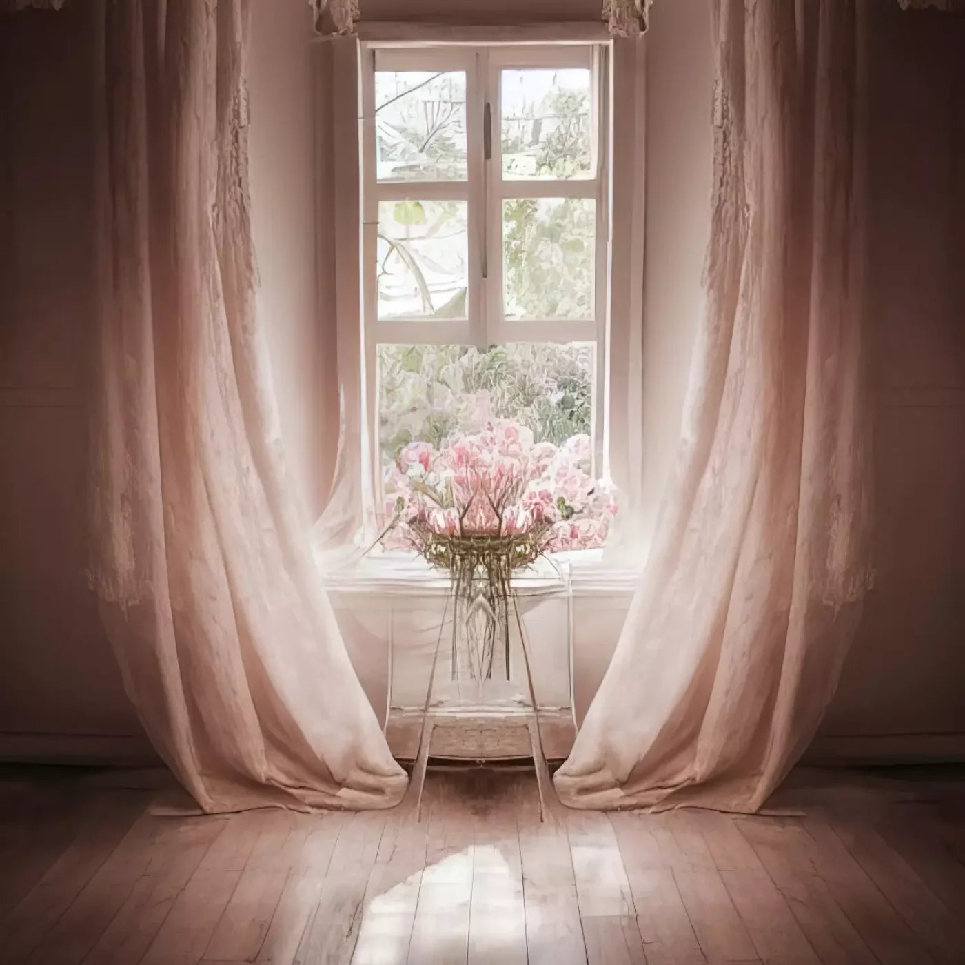 Pink Room 8X8 Fleece ( 96 X Inch ) Backdrop