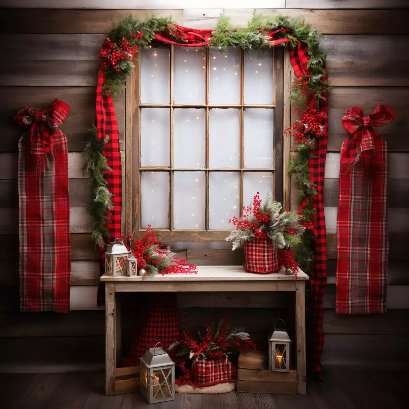 Plaid Tidings 8’X8’ Fleece (96 X Inch) Backdrop