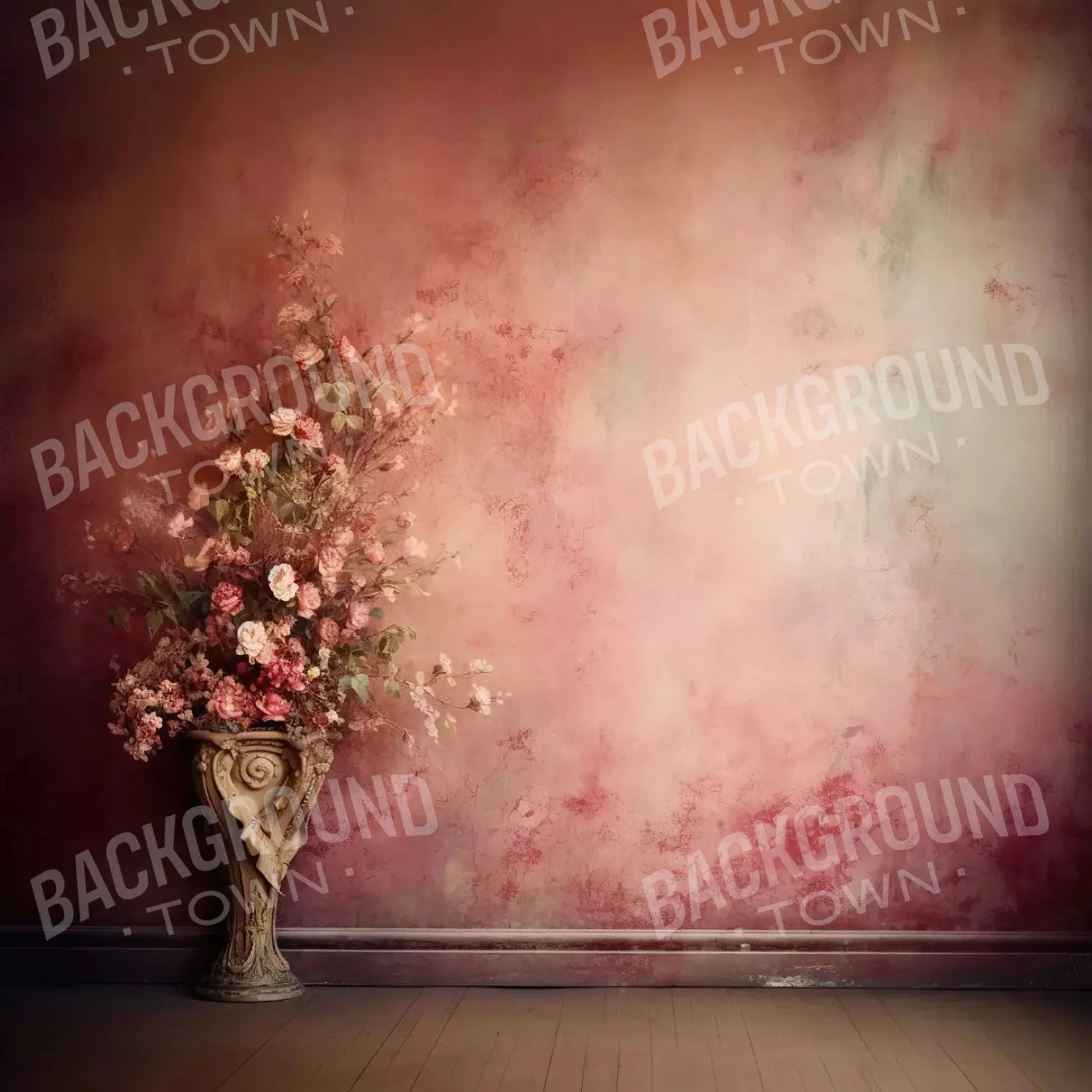 Plaster Pink Floral Vintage 10X10 Ultracloth ( 120 X Inch ) Backdrop