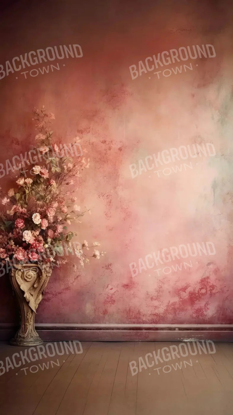 Plaster Pink Floral Vintage 8X14 Ultracloth ( 96 X 168 Inch ) Backdrop
