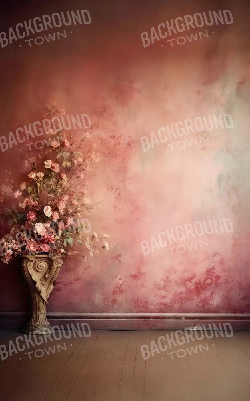 Plaster Pink Floral Vintage 9X14 Ultracloth ( 108 X 168 Inch ) Backdrop