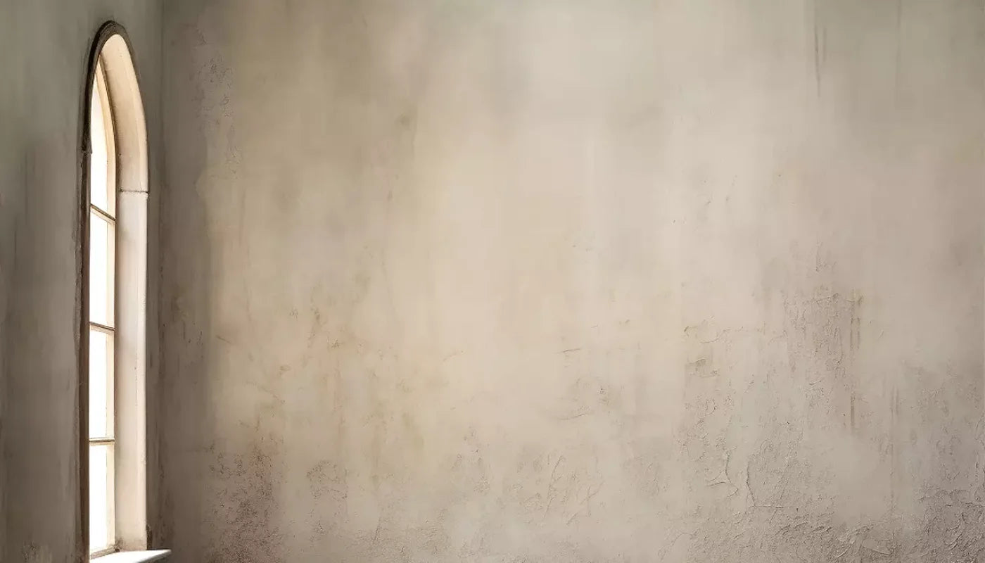 Plaster Wall White Window 14’X8’ Ultracloth (168 X 96 Inch) Backdrop