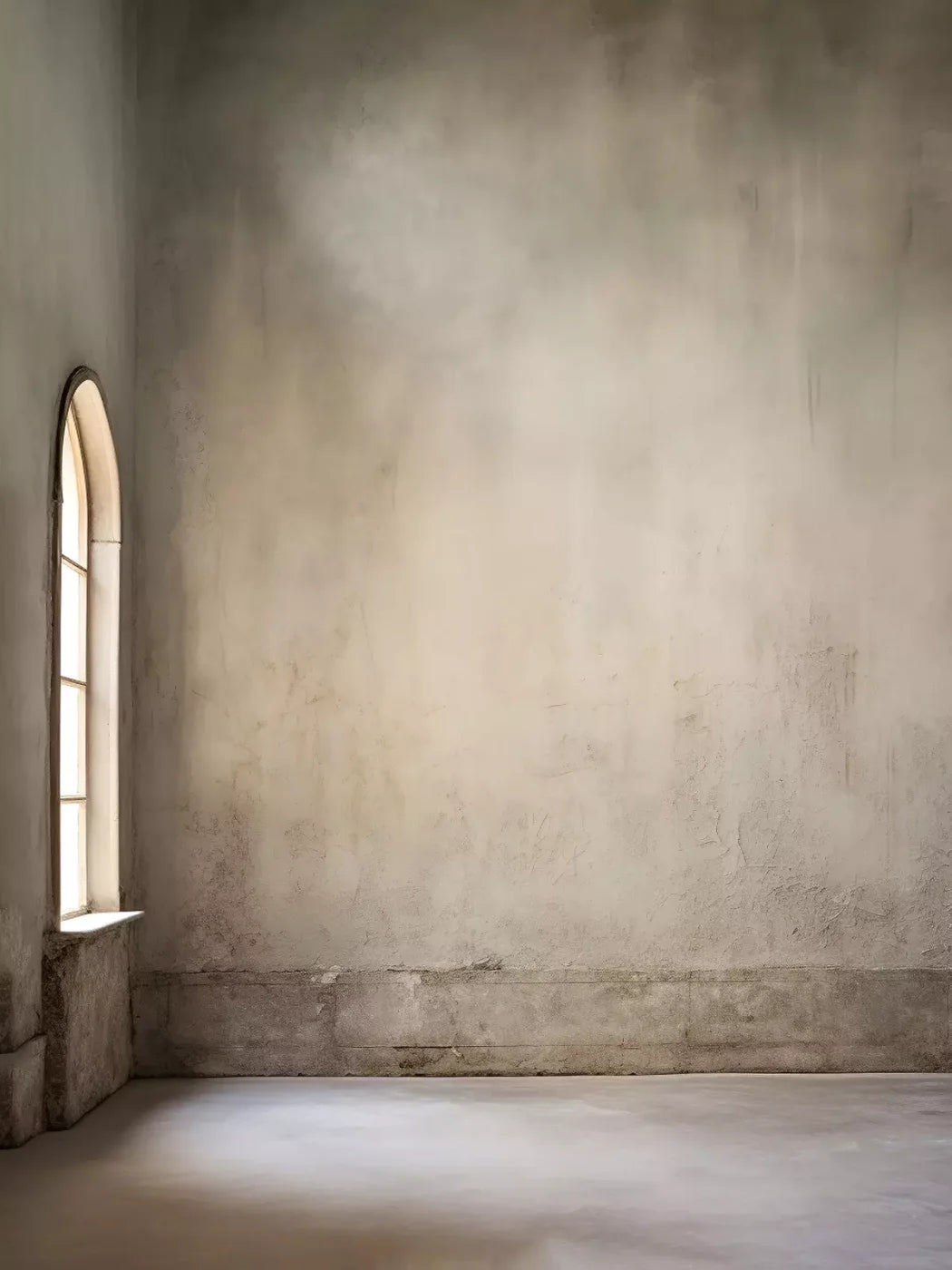 Plaster Wall White Window 5’X6’8 Fleece (60 X 80 Inch) Backdrop