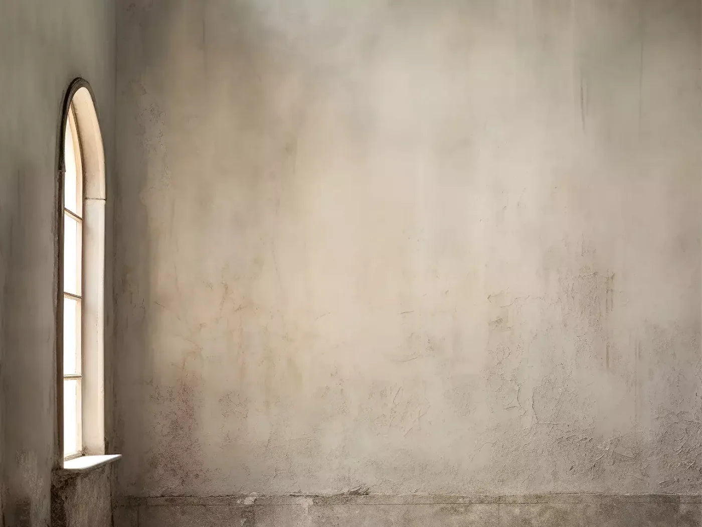 Plaster Wall White Window 6’8X5’ Fleece (80 X 60 Inch) Backdrop