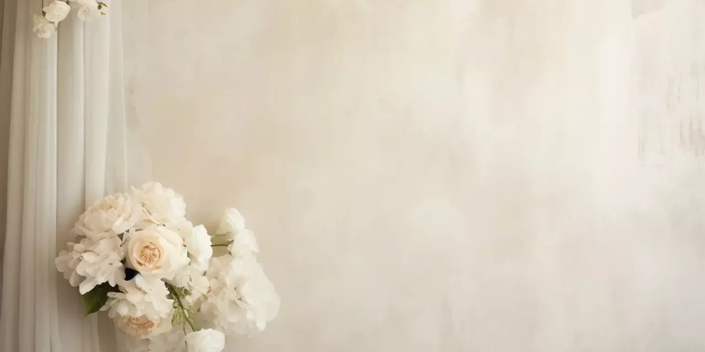 Plaster Wall With Florals 16’X8’ Ultracloth (192 X 96 Inch) Backdrop