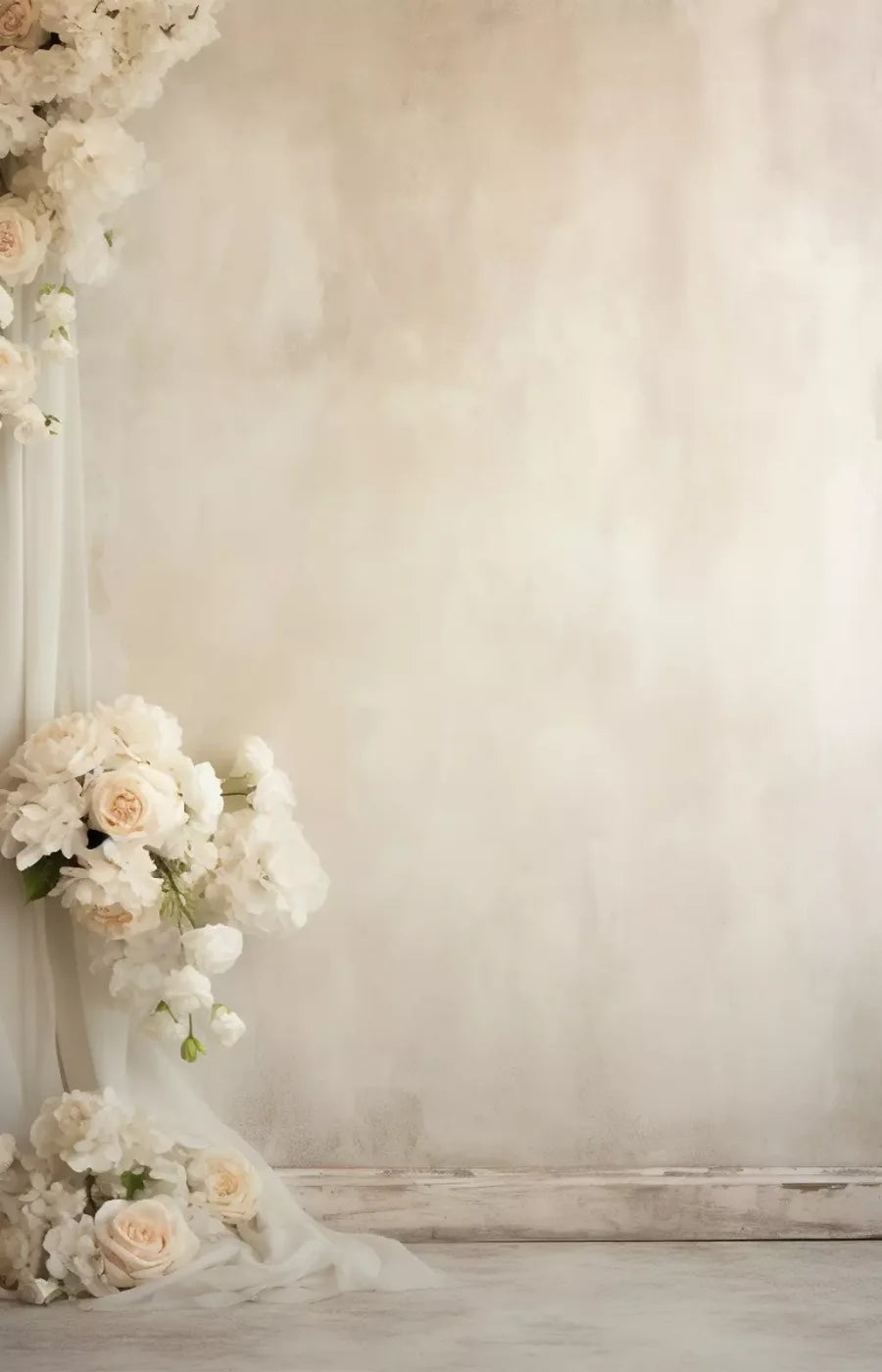 Plaster Wall With Florals 9’X14’ Ultracloth (108 X 168 Inch) Backdrop