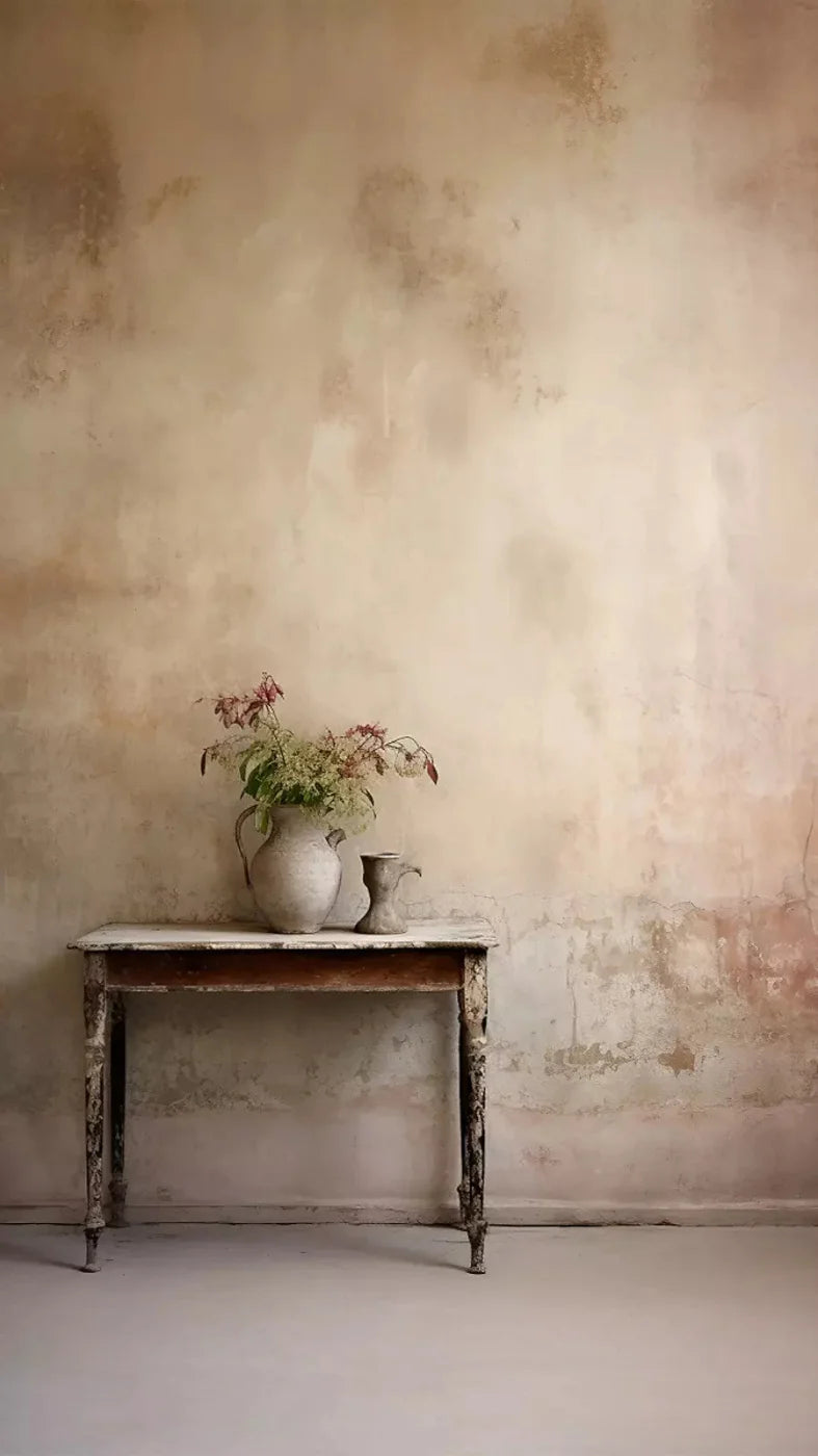 Plaster Wall With Table I 8X14 Ultracloth ( 96 X 168 Inch ) Backdrop