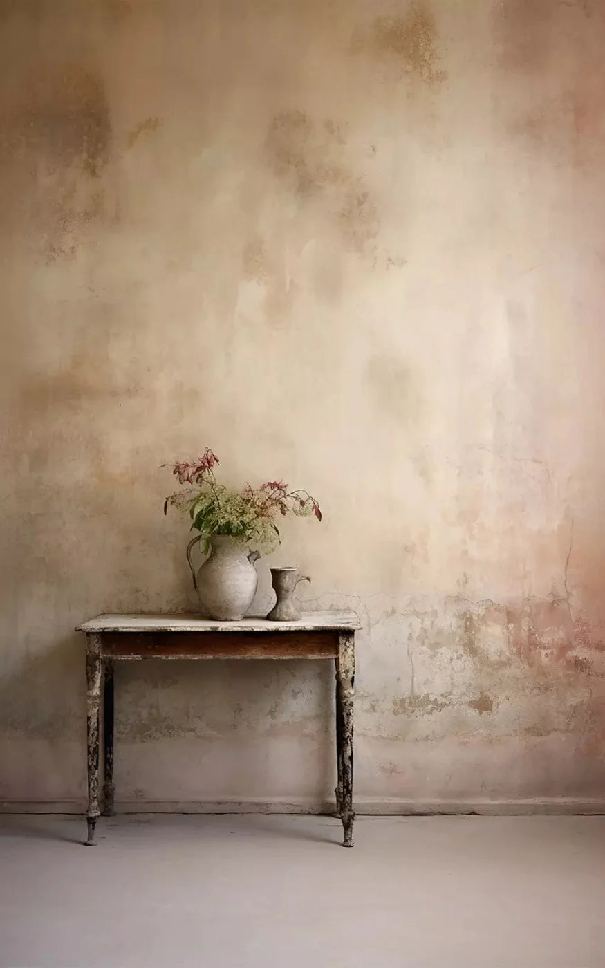 Plaster Wall With Table I 9X14 Ultracloth ( 108 X 168 Inch ) Backdrop