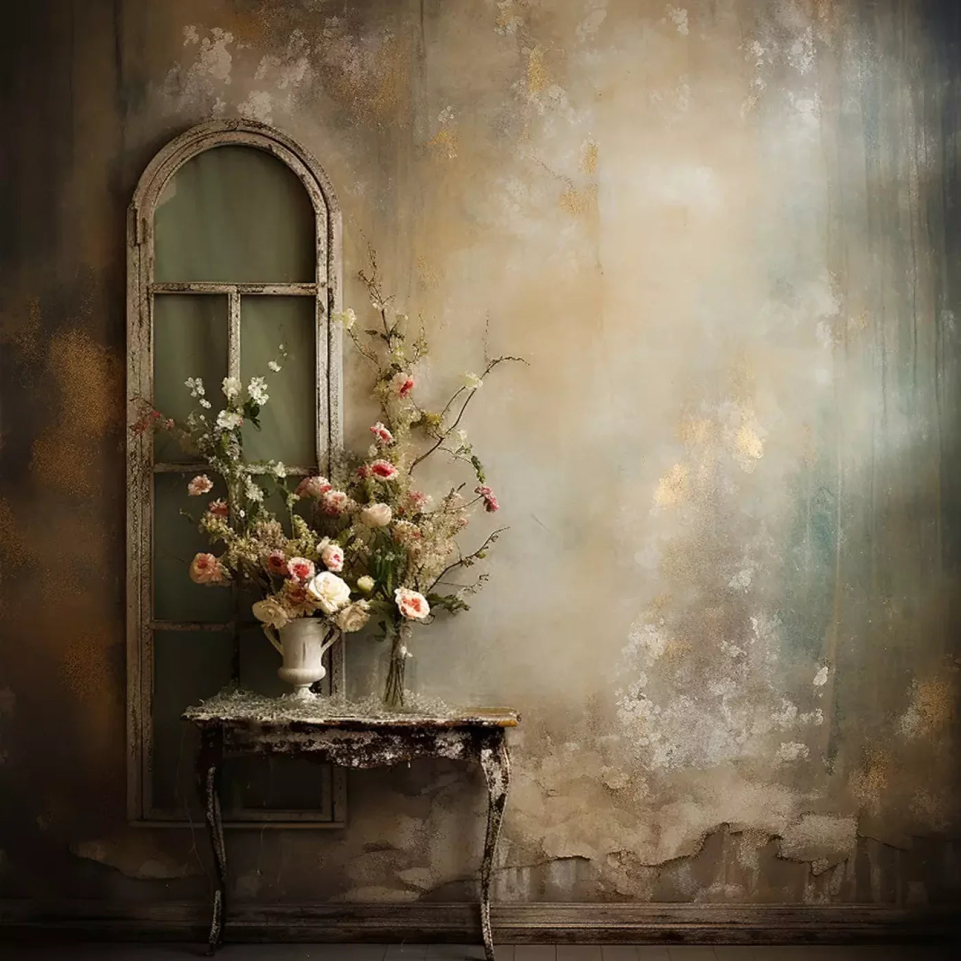 Plaster Wall With Table Ii 10’X10’ Ultracloth (120 X Inch) Backdrop
