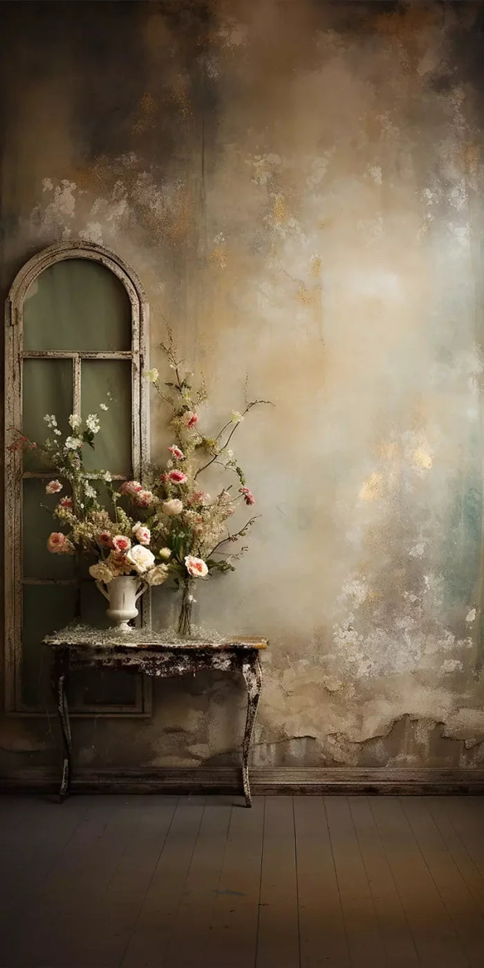 Plaster Wall With Table Ii 10’X20’ Ultracloth (120 X 240 Inch) Backdrop