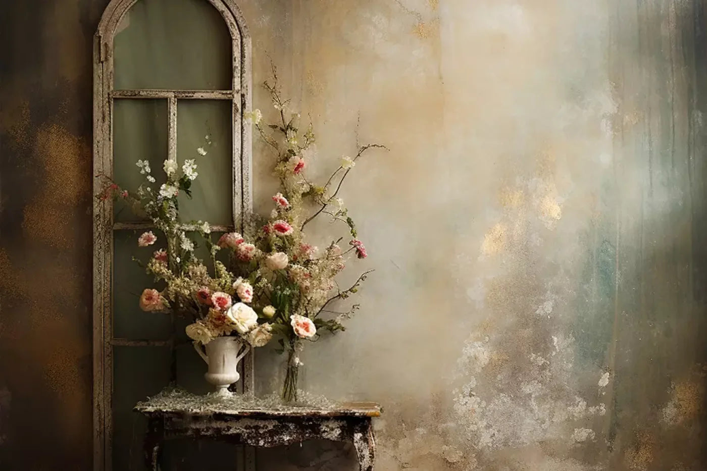 Plaster Wall With Table Ii 12’X8’ Ultracloth (144 X 96 Inch) Backdrop