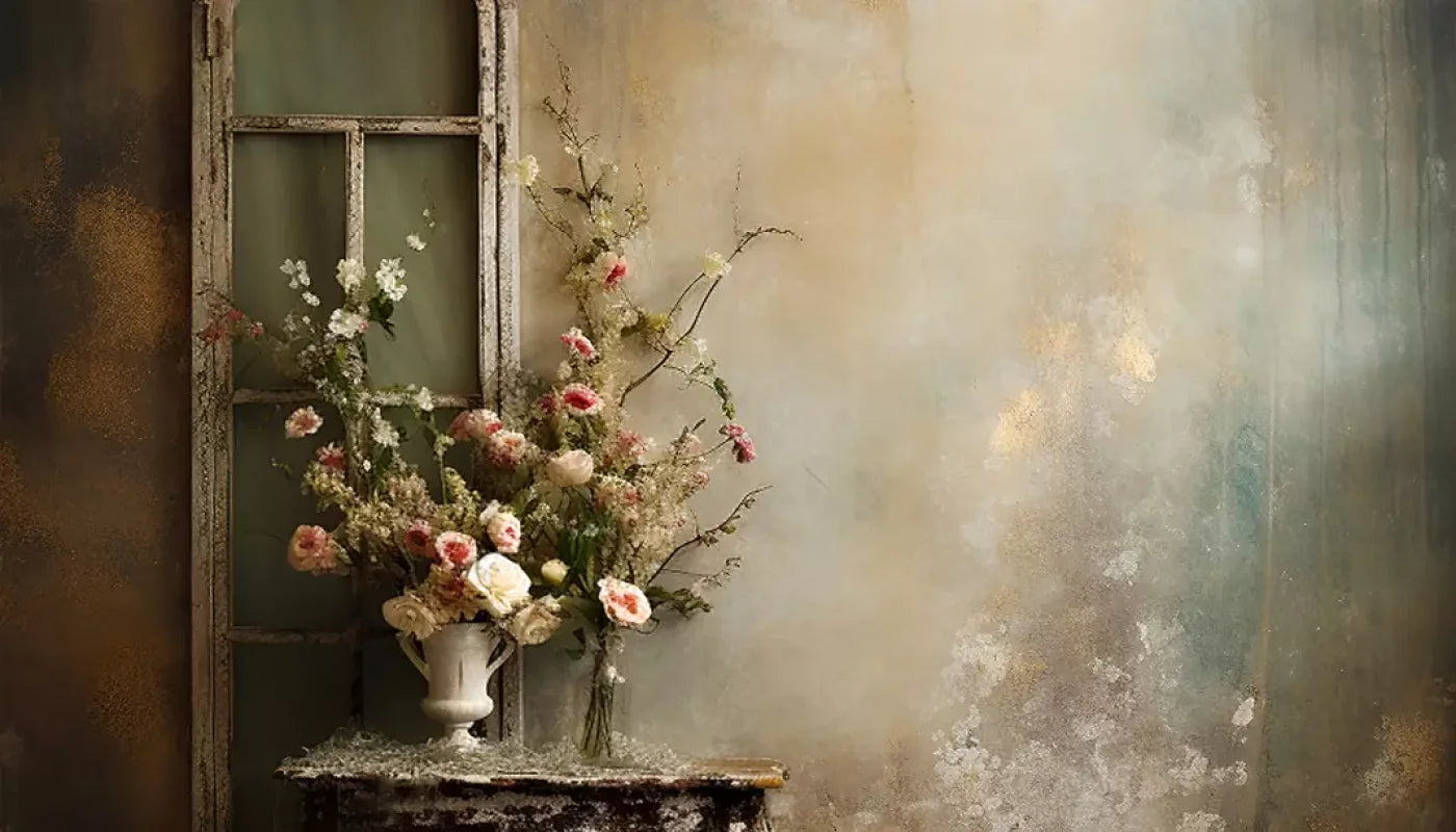 Plaster Wall With Table Ii 14’X8’ Ultracloth (168 X 96 Inch) Backdrop