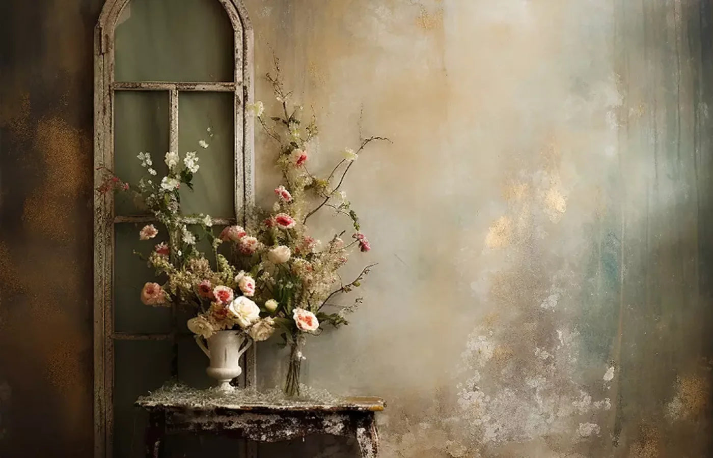 Plaster Wall With Table Ii 14’X9’ Ultracloth (168 X 108 Inch) Backdrop