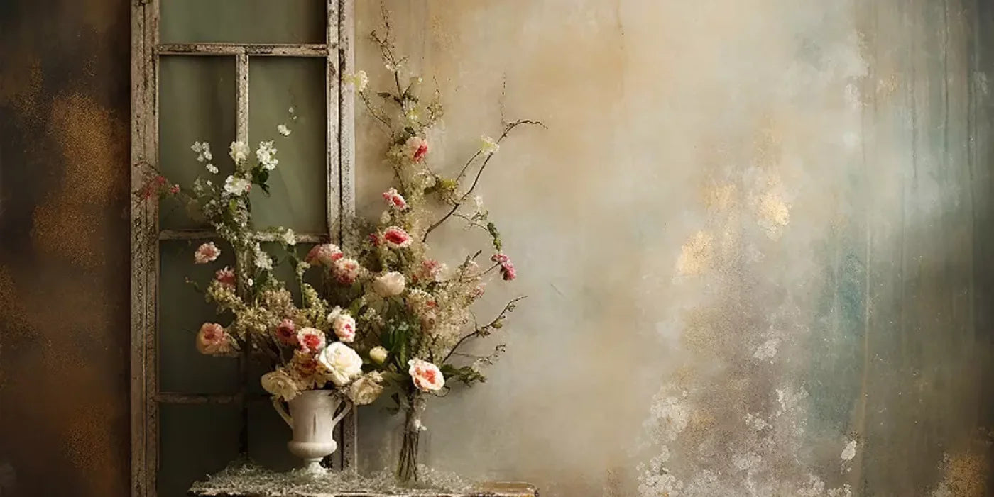 Plaster Wall With Table Ii 16’X8’ Ultracloth (192 X 96 Inch) Backdrop