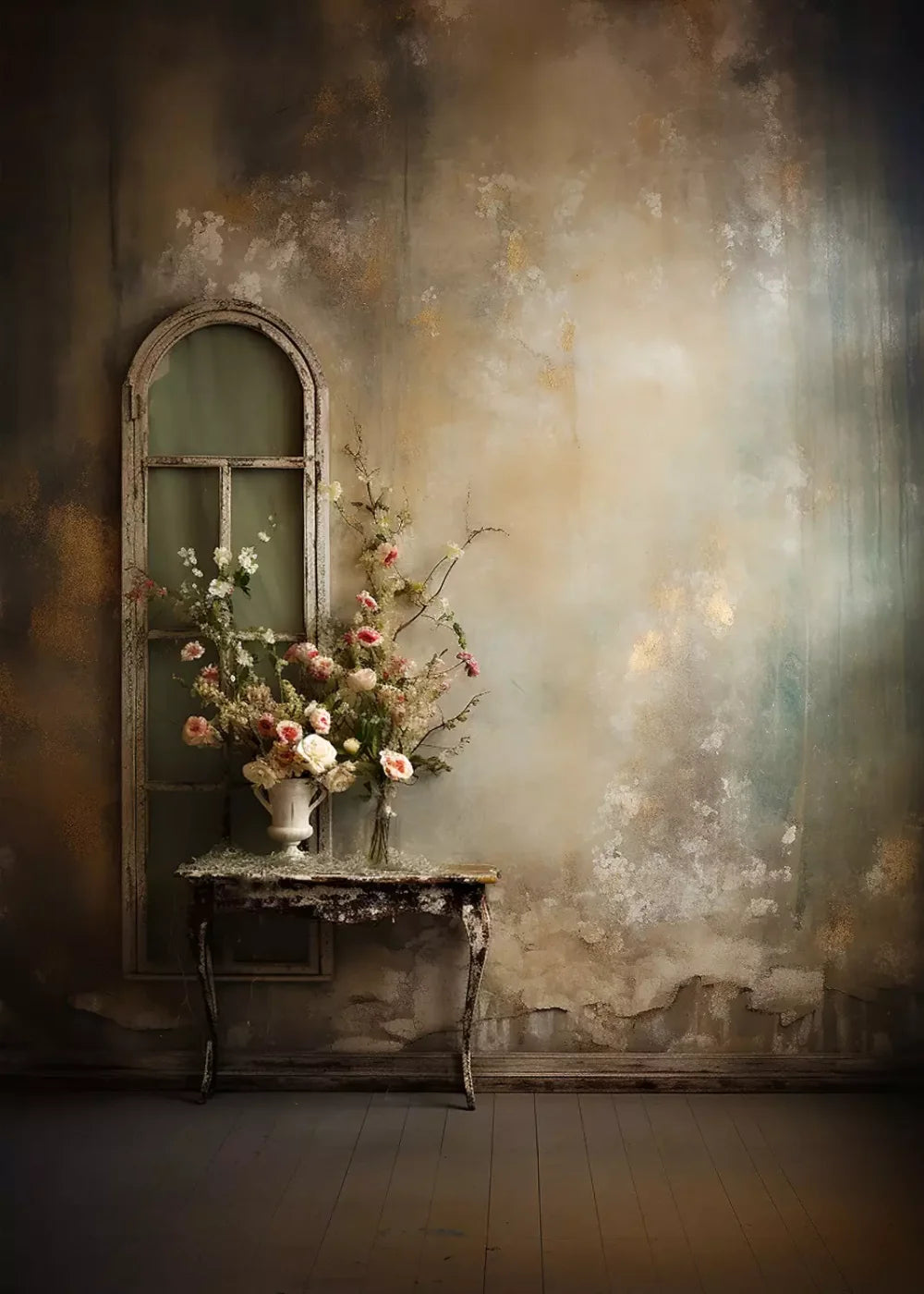 Plaster Wall With Table Ii 5’X7’ Ultracloth (60 X 84 Inch) Backdrop