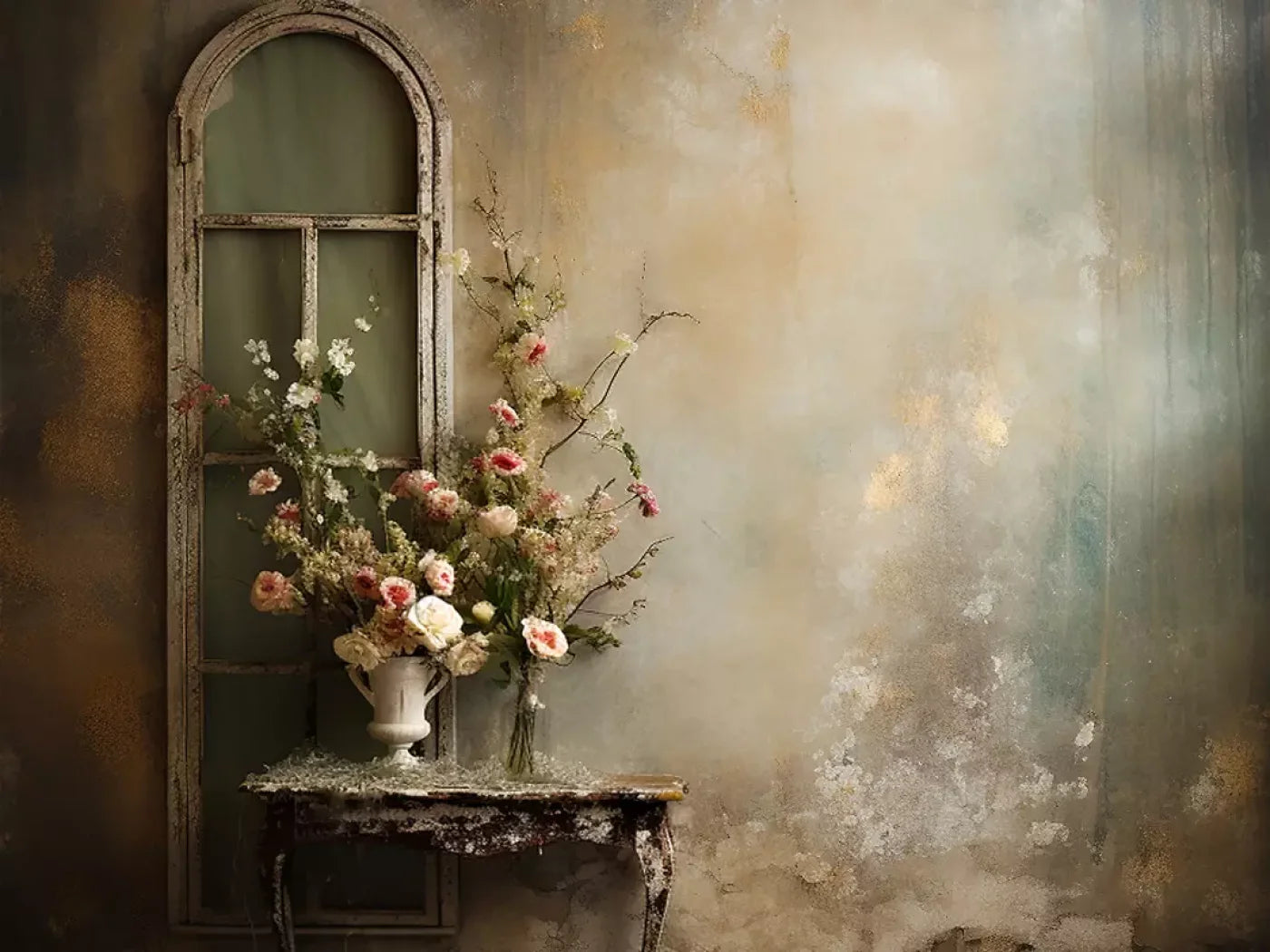 Plaster Wall With Table Ii 6’8X5’ Fleece (80 X 60 Inch) Backdrop
