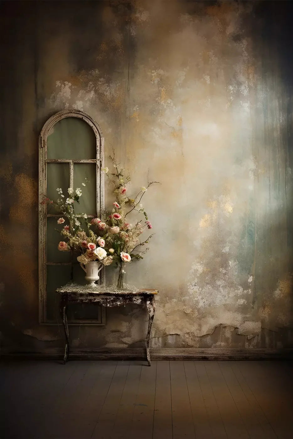 Plaster Wall With Table Ii 8’X12’ Ultracloth (96 X 144 Inch) Backdrop