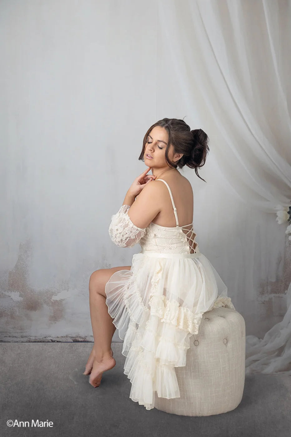 Plaster Wall With White Curtain Ii Backdrop