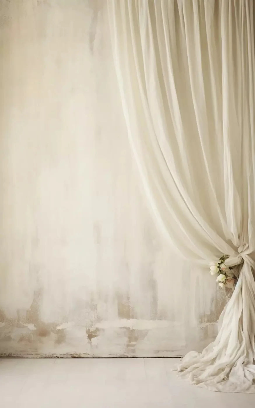 Plaster Wall With Curtain Ii 9X14 Ultracloth ( 108 X 168 Inch ) Backdrop