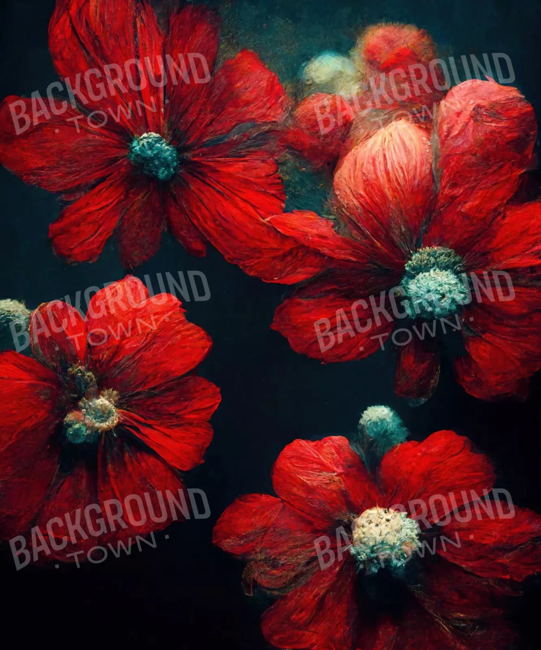 Red Floral Backdrop for Photography