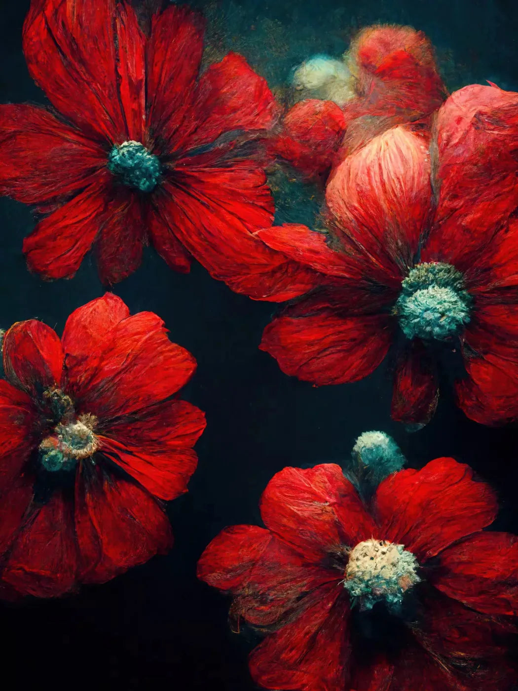 Poppies 5X68 Fleece ( 60 X 80 Inch ) Backdrop