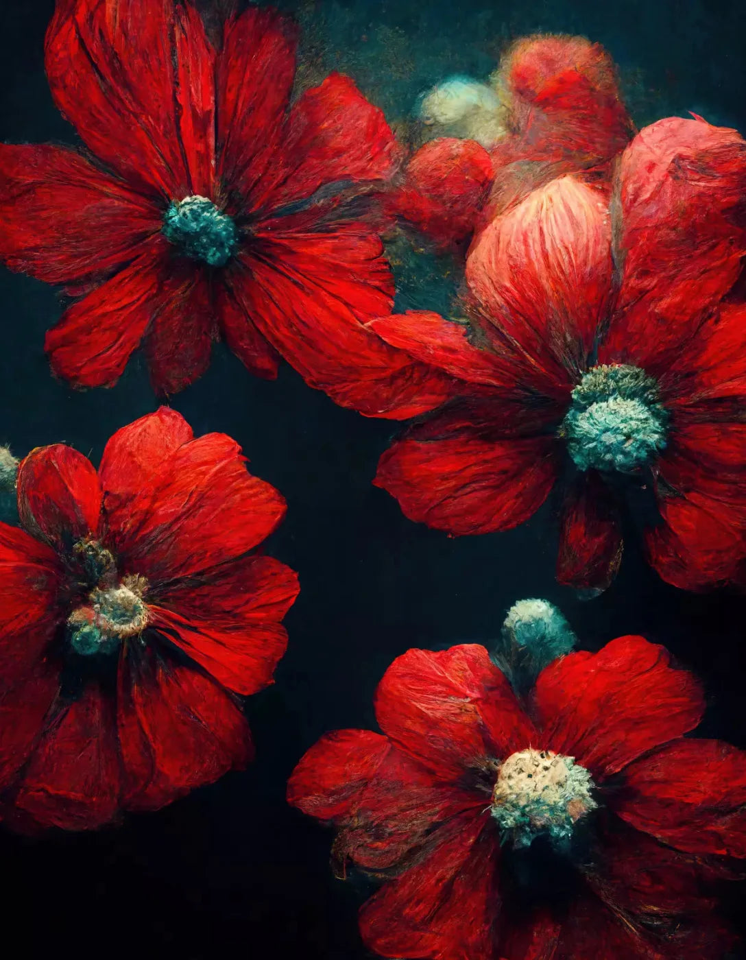 Poppies 6X8 Fleece ( 72 X 96 Inch ) Backdrop