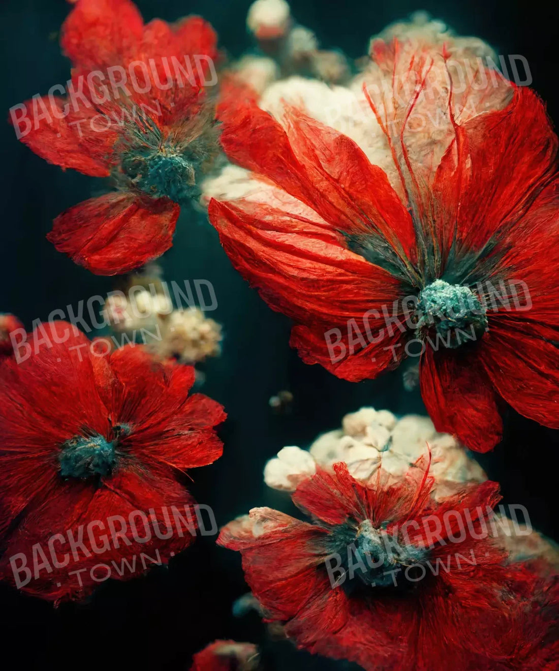 Red Floral Backdrop for Photography