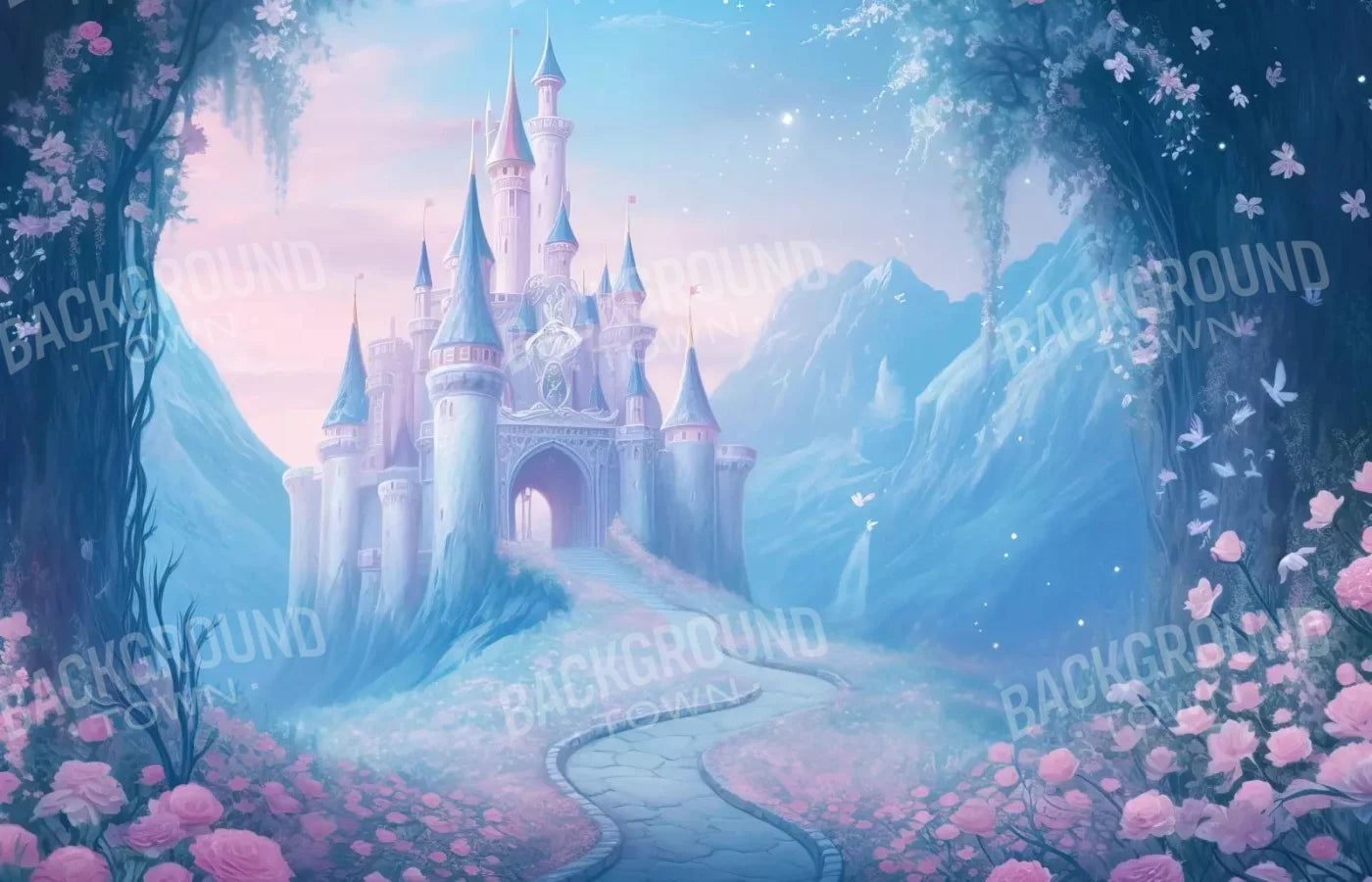 Princess Castle In The Mist 12X8 Ultracloth ( 144 X 96 Inch ) Backdrop