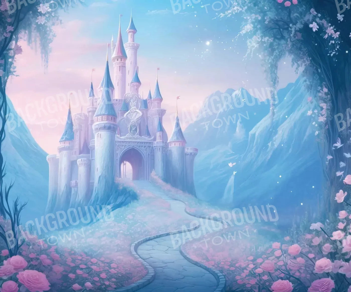 Princess Fantasy Castle in Magical Forest Backdrop for Photography