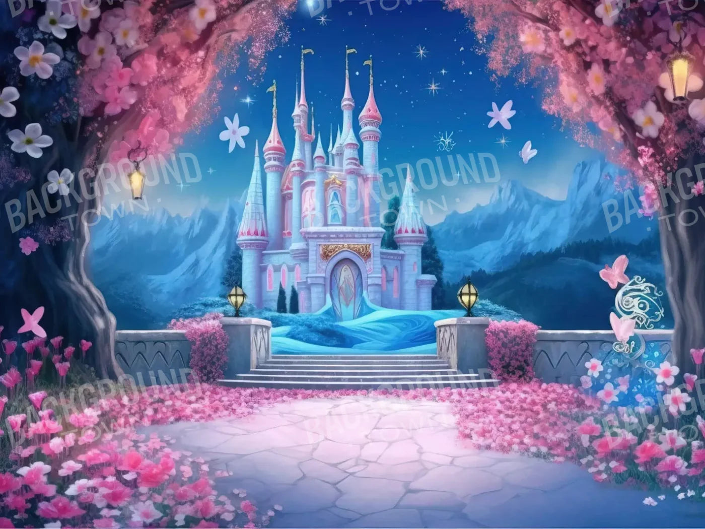 Princess Fantasy Castle 10X8 Fleece ( 120 X 96 Inch ) Backdrop