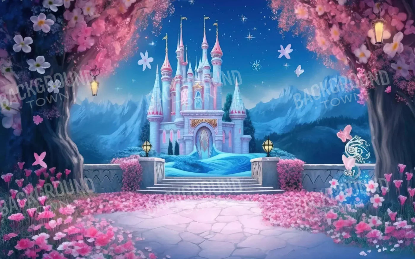 Princess Fantasy Castle 14X9 Ultracloth ( 168 X 108 Inch ) Backdrop
