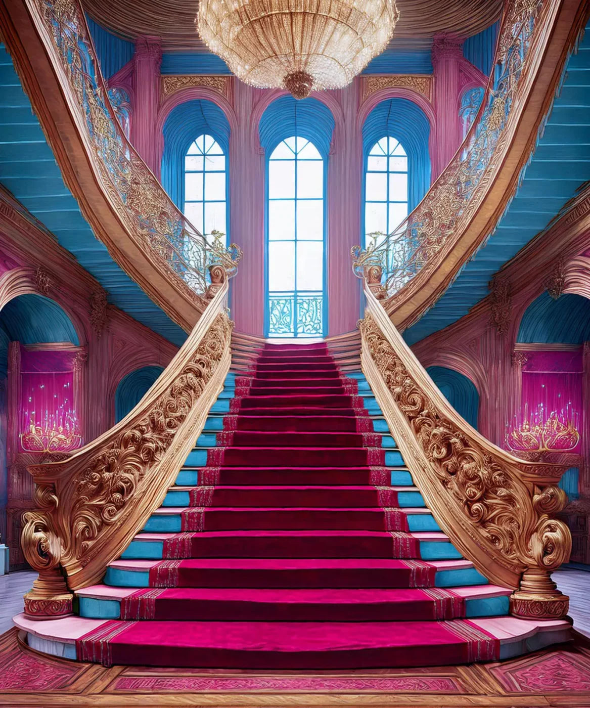 Princess Staircase 10’X12’ Ultracloth (120 X 144 Inch) Backdrop