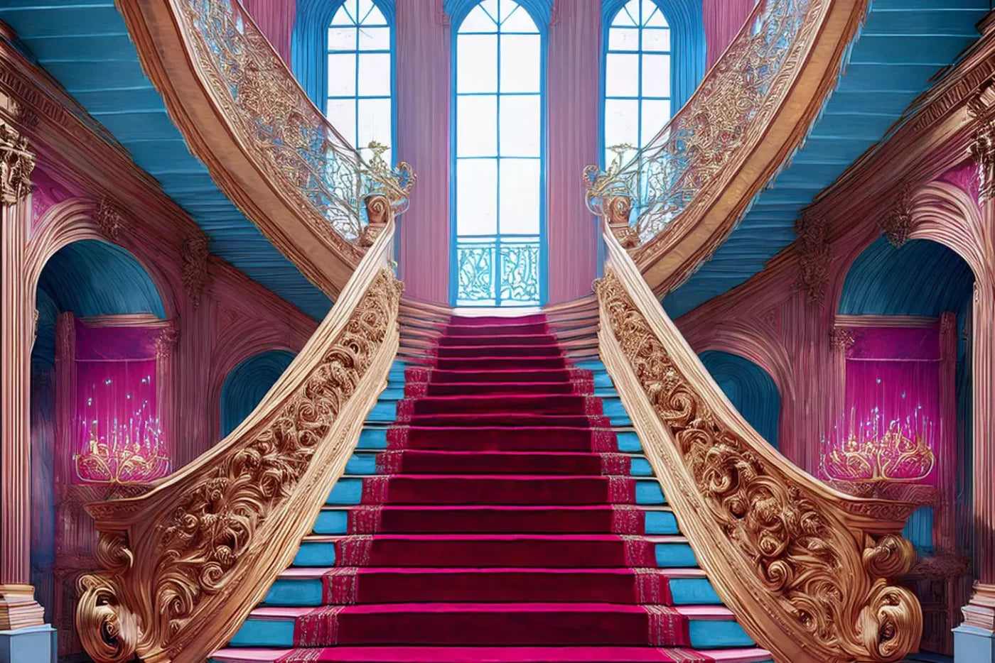 Princess Staircase 12’X8’ Ultracloth (144 X 96 Inch) Backdrop