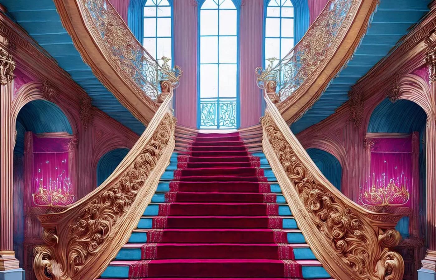 Princess Staircase 14’X9’ Ultracloth (168 X 108 Inch) Backdrop