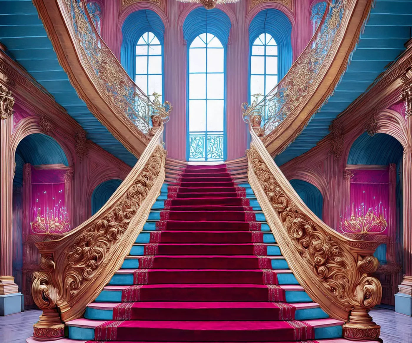 Princess Staircase 5’X4’2 Fleece (60 X 50 Inch) Backdrop