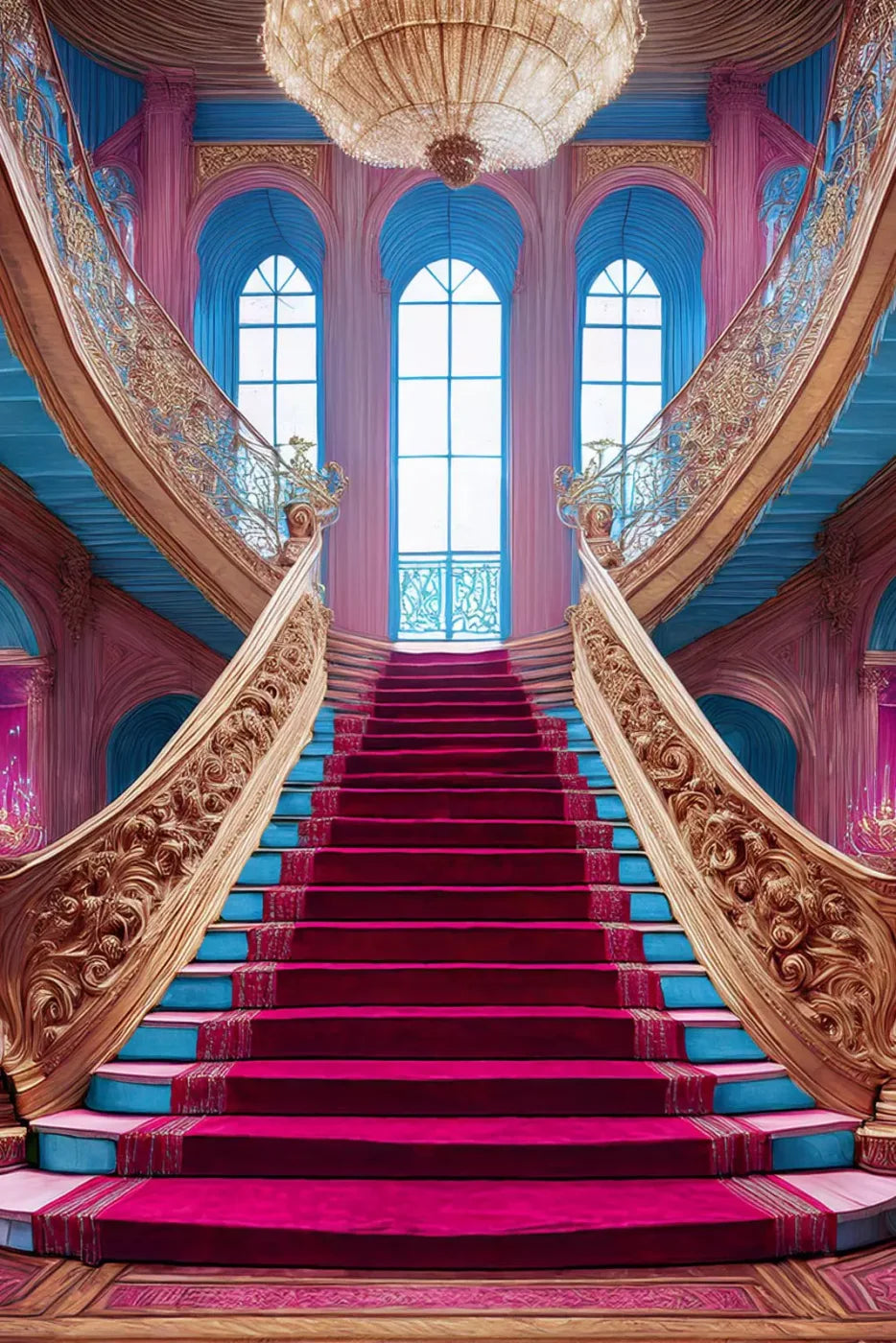 Princess Staircase 8’X12’ Ultracloth (96 X 144 Inch) Backdrop
