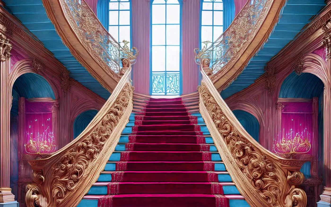 Princess Staircase 8’X5’ Ultracloth (96 X 60 Inch) Backdrop