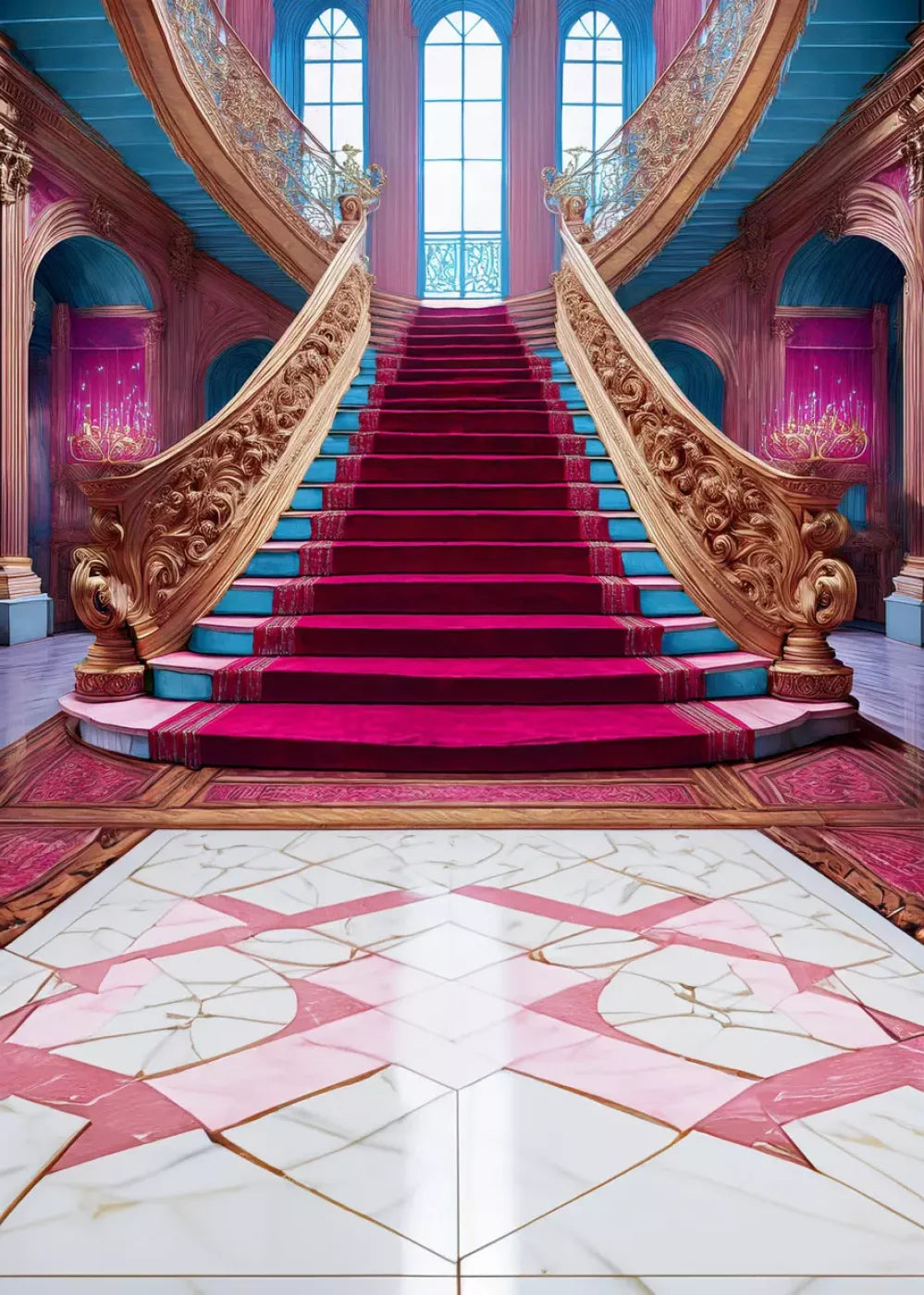 Princess Staircase Sweep 5’X7’ Ultracloth (60 X 84 Inch) Backdrop